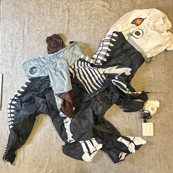Spooktacular Creations Inflatable Costume for Kids, Riding a Raptor Skeleton - A - Picture 3 of 11